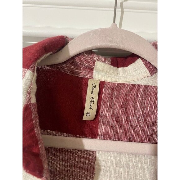 Red and Cream Plaid Shacket Oversized Fit - Picture 2 of 7